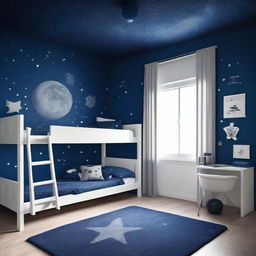 Diseño de habitación para un niño con temática de astronauta