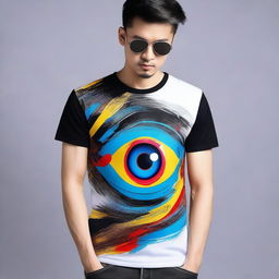 Design a stylish and modern t-shirt featuring a unique and eye-catching graphic