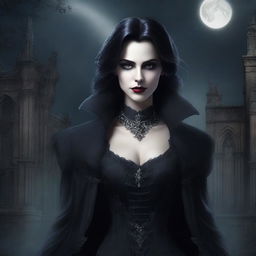 A detailed vampire character design for a gothic novel cover