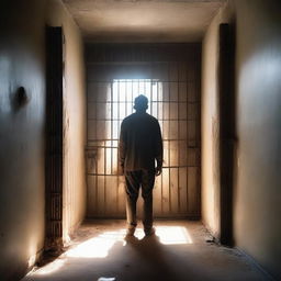 An old and worn prison cell with light streaming through a small window