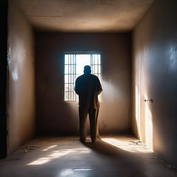 An old and worn prison cell with light streaming through a small window