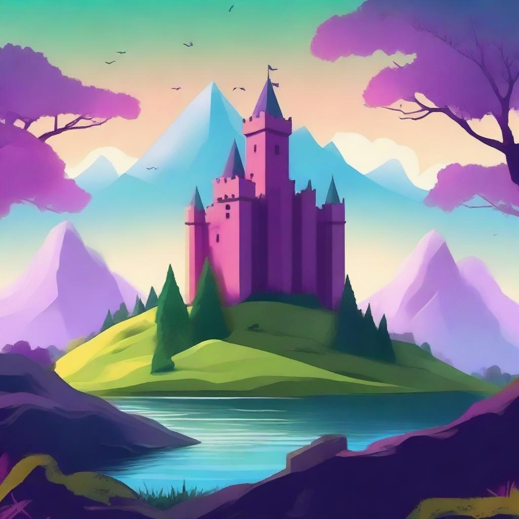 Create an intriguing book cover featuring a mysterious landscape with a hidden castle in the background