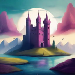 Create an intriguing book cover featuring a mysterious landscape with a hidden castle in the background