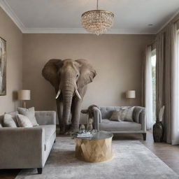 A sophisticated room meticulously designed with modern decor, ensuring there is a complete absence of any elephant references or elements.