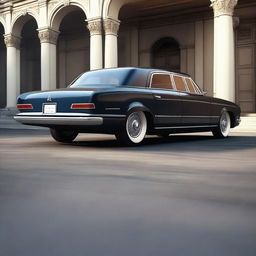 A luxury car inspired by the Soviet Union era, featuring four doors and a slick wedge design with a modern style