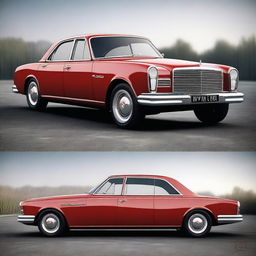 A prestigious car inspired by the Soviet Union era, featuring four doors and a slick wedge design with a modern style