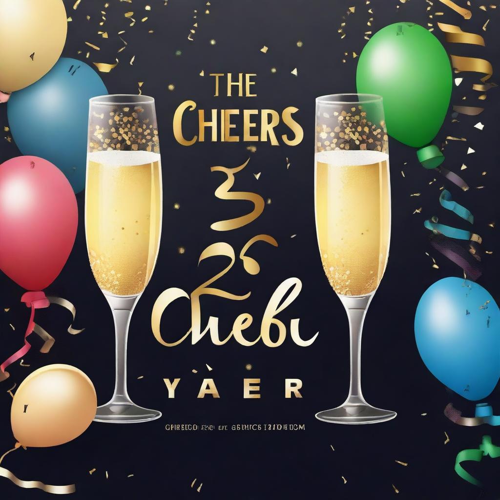 A celebratory image with the text 'Cheers to 25 Years' in elegant, festive font