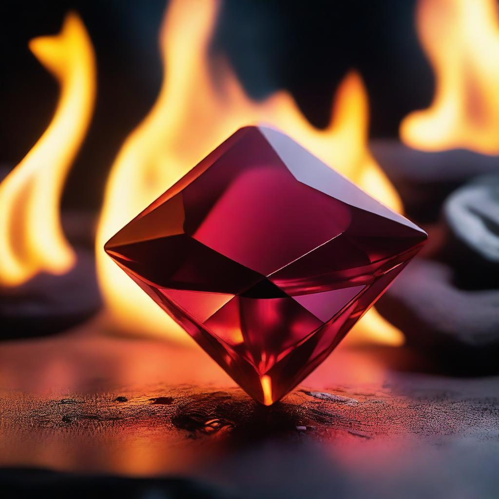 An image featuring fire and a ruby