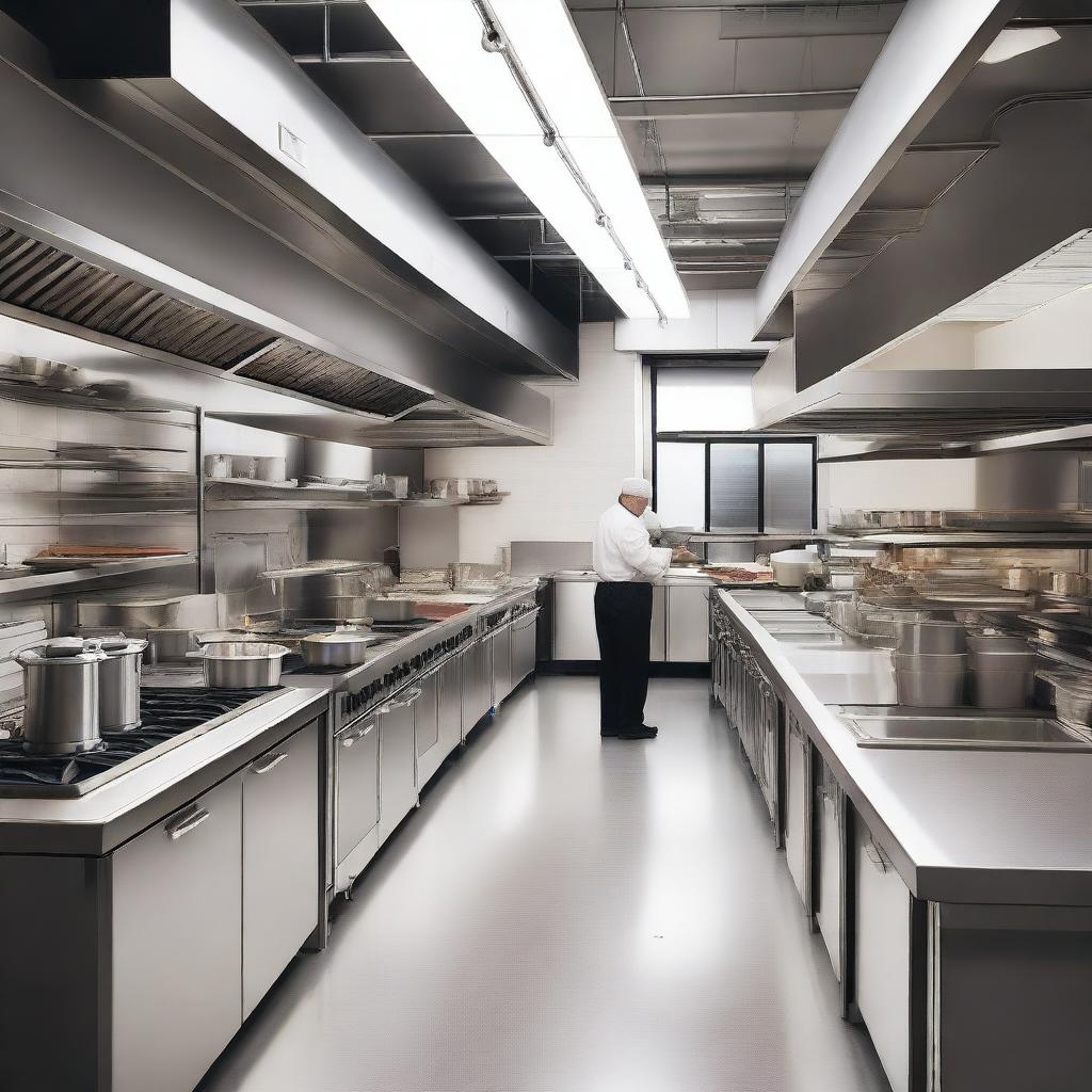 A detailed image of a modern industrial kitchen