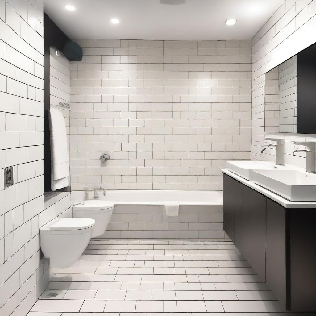 A clean and modern restaurant bathroom with sleek, minimalist design