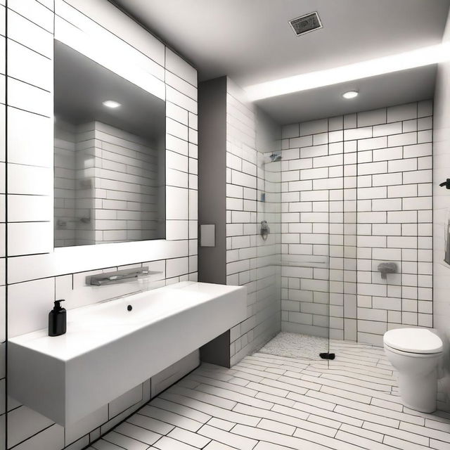 A clean and modern restaurant bathroom with sleek, minimalist design