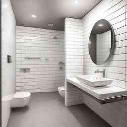 A clean and modern restaurant bathroom with sleek, minimalist design