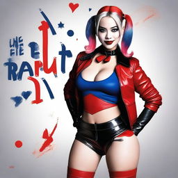 A provocative and stylish depiction of an Asian woman dressed as Harley Quinn