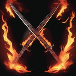 An image of two swords crossed with fire