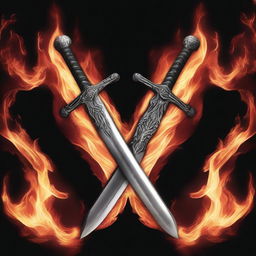 An image of two swords crossed with fire