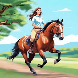 Create an image of MissLexa riding a horse barefoot