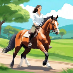 Create an image of MissLexa riding a horse barefoot