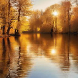 A beautiful path of sunlight reflecting on the water, creating a serene and peaceful atmosphere