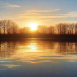 A beautiful path of sunlight reflecting on the water, creating a serene and peaceful atmosphere