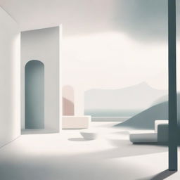 A painting of a unicolor environment featuring a serene and calm atmosphere