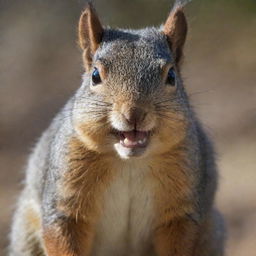 A frightening, 300-pound squirrel with lumpy, coarse fur. Its teeth are threateningly sharp, and its skin has visible patches of acne.