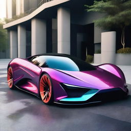 A super cool car with a sleek design, futuristic features, and vibrant colors