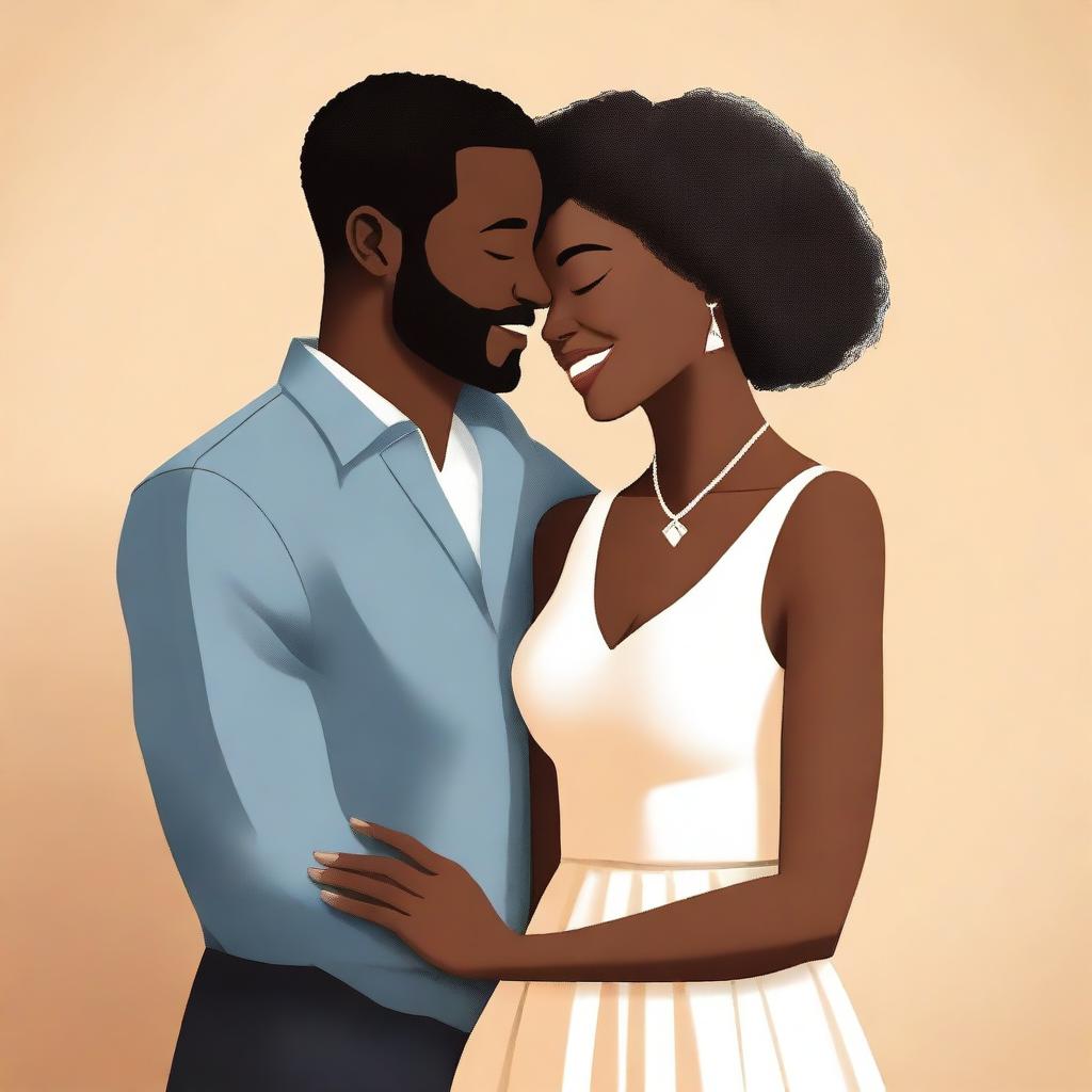 A beautifully designed book cover featuring a loving black couple