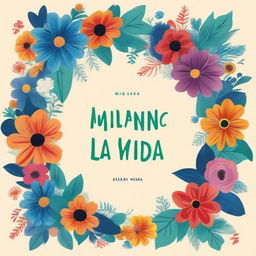 A vibrant and artistic book cover for a poetry book titled 'Mirando la Vida'