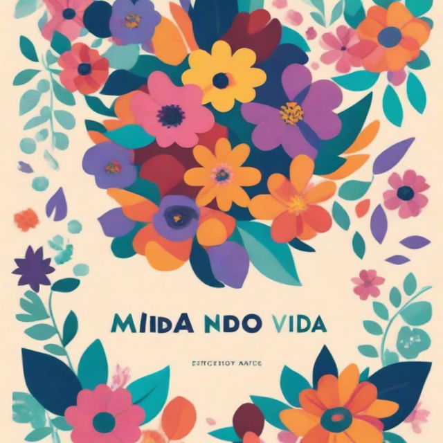 A vibrant and artistic book cover for a poetry book titled 'Mirando la Vida'