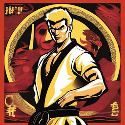 A detailed illustration of Hawk from Cobra Kai, showcasing his distinctive mohawk hairstyle and fierce expression