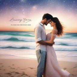 A romantic e-book cover featuring a couple embracing under a starlit sky