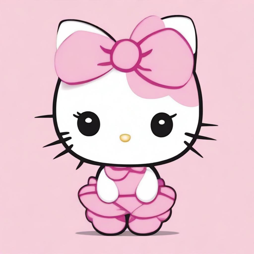 Create a cute and kawaii image of a character transformed into Hello Kitty