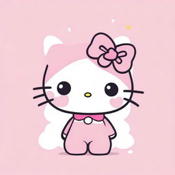 Create a cute and kawaii image of a character transformed into Hello Kitty