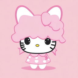 Create a cute and kawaii image of a character transformed into Hello Kitty