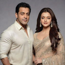 Illustration of Salman Khan and Aishwarya Rai, two Indian celebrities standing side by side