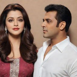 Illustration of Salman Khan and Aishwarya Rai, two Indian celebrities standing side by side