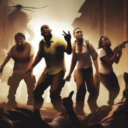 A group of friends playing Left 4 Dead 2 together, immersed in the game