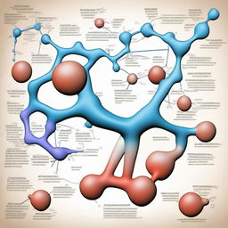 A detailed and artistic illustration of posttranslational protein modification, showcasing the complex biochemical processes that occur after protein synthesis