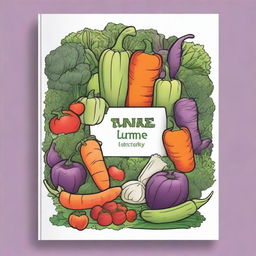 Create a book cover for a coloring book featuring various vegetables