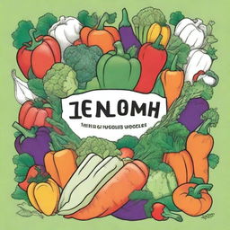 Create a book cover for a coloring book featuring various vegetables