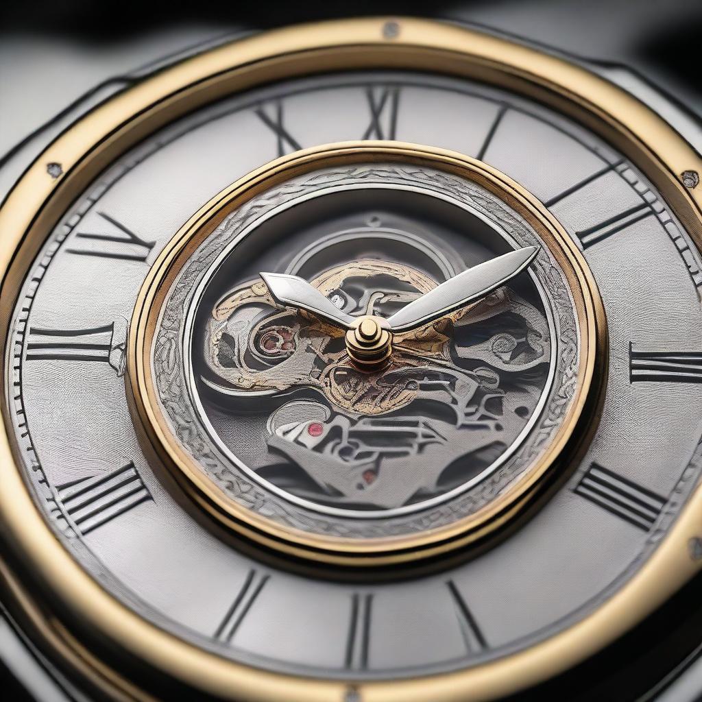 A highly detailed and luxurious watch dial, showcasing intricate craftsmanship and elegant design