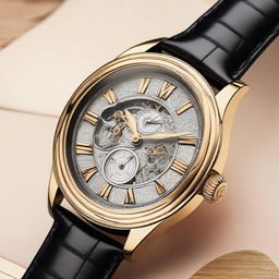 A highly detailed and luxurious watch dial, showcasing intricate craftsmanship and elegant design