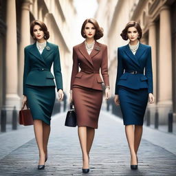 A tasteful portrayal of confident and elegant women in stylish attire, exuding charm and sophistication