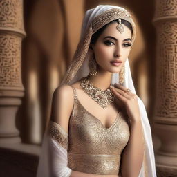 Create an image that portrays the concept of sensuality with Arabian girls as the models