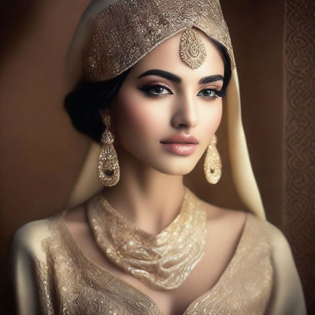 Create an image that portrays the concept of sensuality with Arabian girls as the models