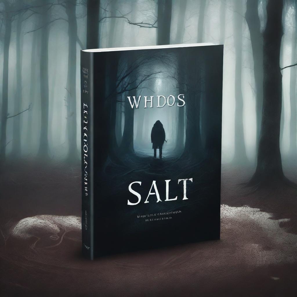 Create a dark fantasy book cover titled ‘The Salt in the Woods’