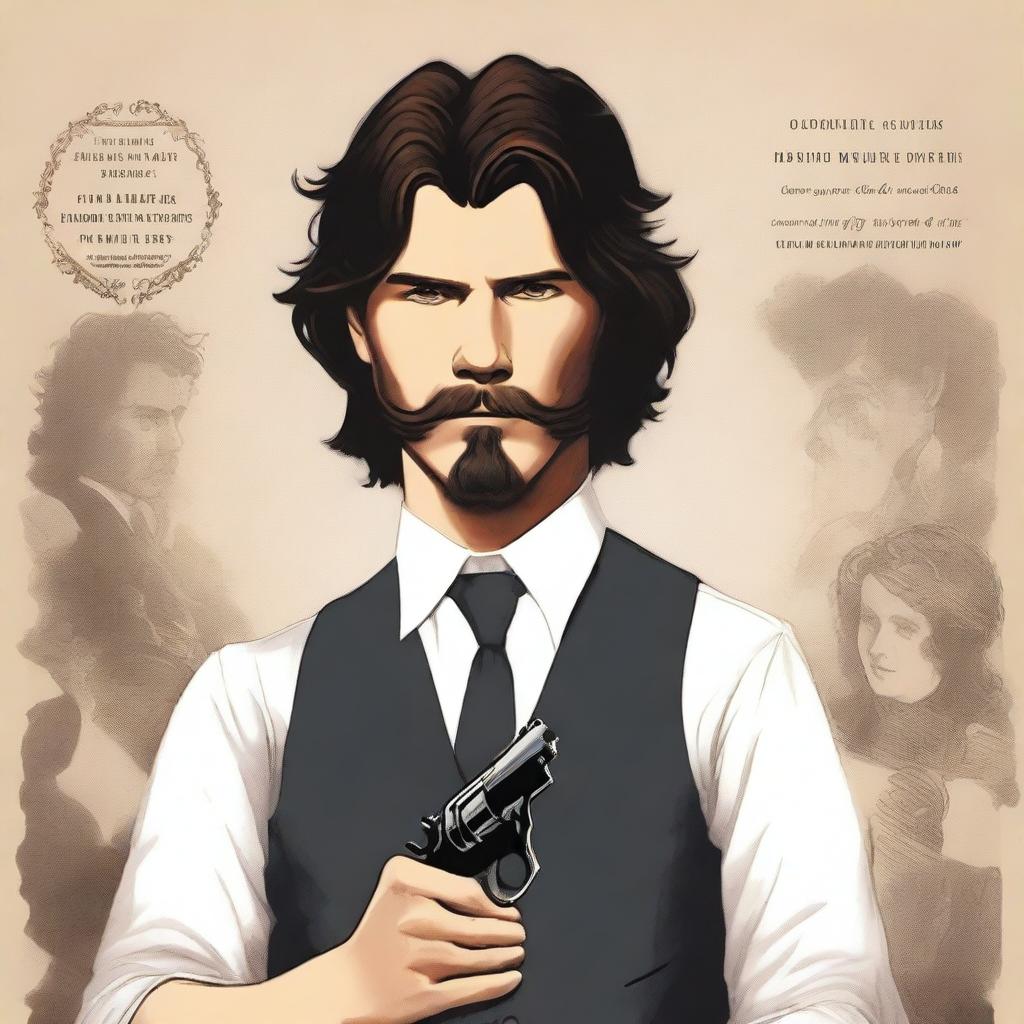 Illustrative book cover featuring a young man resembling a youthful Josh Hartnett as a young Mark Twain (John Wick-esque)