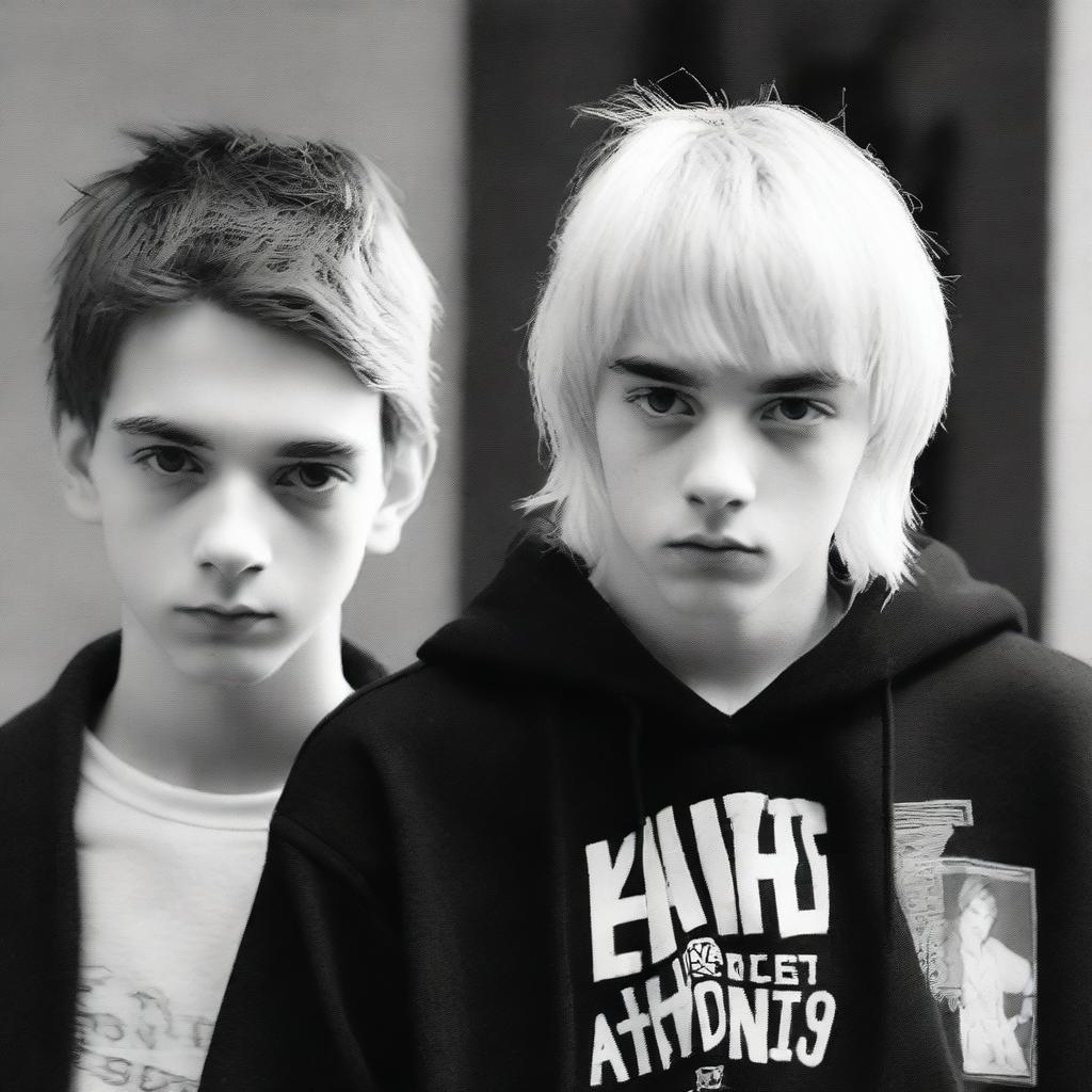 An image showing a 17-year-old teenager with short, straight hair, looking to the side, wearing a black and white hoodie