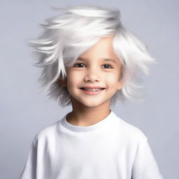 Aumente o comprimento do cabelo de um menino com cabelo branco