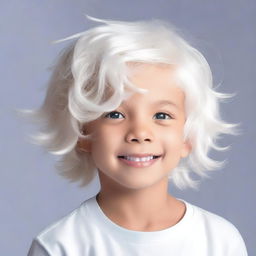 Aumente o comprimento do cabelo de um menino com cabelo branco